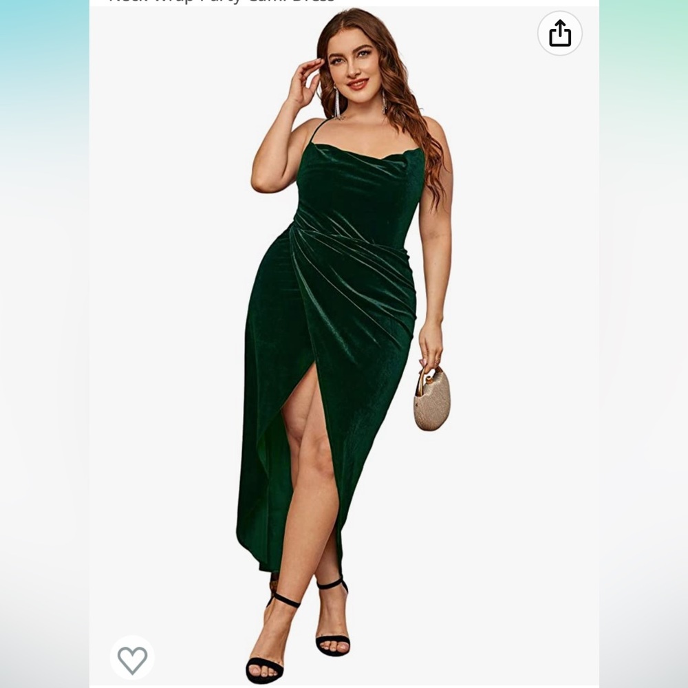 Floerns Women's Plus Size Satin Spaghetti Strap Cowl dress. Size XXL. Emerald